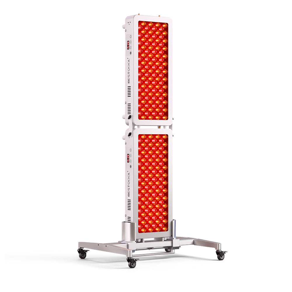 White BestQool Half-Body Red Light Therapy Pro100 modular dual-chip LED panels.