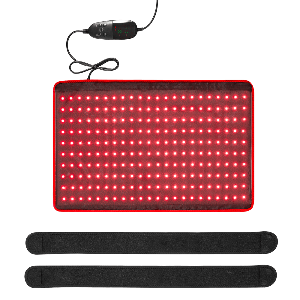 BestQool Redot M flexible red light therapy wrap pad featuring high-density red LEDs, controller, and attachment straps.
