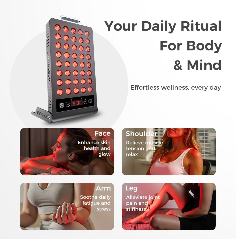 BestQool Red Light Therapy, Dual Chip 660nm 850nm Clinical Grade Red Light Therapy for Face, Portable Infrared Light Therapy for Body, Pain Relief, Muscle Fast Recovery. 50W.