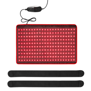 BestQool Redot M flexible red light therapy wrap pad featuring high-density red LEDs, controller, and attachment straps.