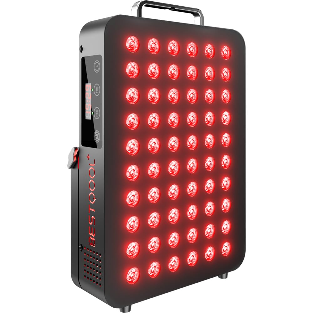 Bestqool Red Light Therapy, Dual Chip Clinical Grade LED Device with Near-Infrared Light 660nm 850nm High Power Panel, Ideal for Body, Face, Recovery, Improve Sleep, Skin Health, 105W (Black 60) B07ZCDDLDN