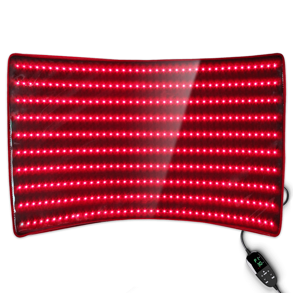 BestQool Redot L Red Light Therapy Mat featuring many bright red LEDs in a rectangular panel