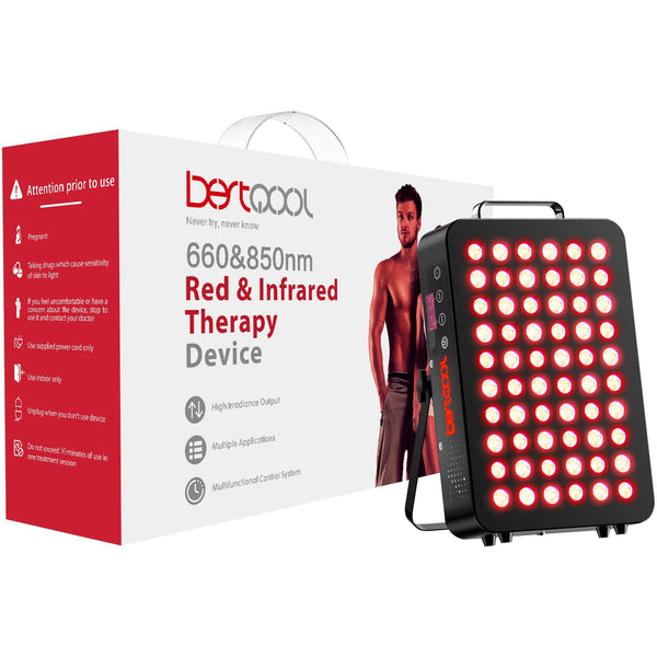 Bestqool Red Light Therapy, Dual Chip Clinical Grade LED Device with Near-Infrared Light 660nm 850nm High Power Panel, Ideal for Body, Face, Recovery, Improve Sleep, Skin Health, 105W (Black 60) B07ZCDDLDN