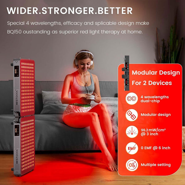 Bestqool Red Light Therapy Device, 4 Wavelengths Full Body Near Infrared Light Therapy, Elite Grade Dual Chip 150 LEDs, High Power Output Red Light Panel for Anti-Aging, Pain Relief. 250W. B09VTCM1PD