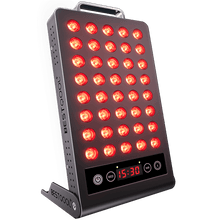 BestQool portable red light therapy panel with 40 660nm 850nm LEDs and digital timer for face, body, skin health, recovery.