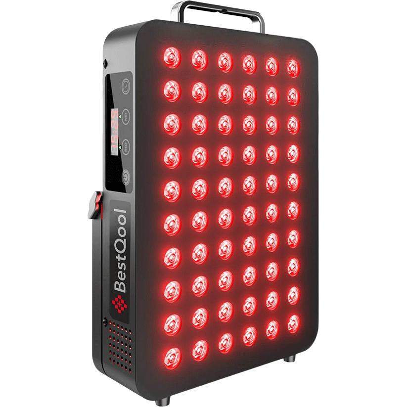 Black Red Light Therapy BQ60 panel with red dual-chip LEDs and digital timer