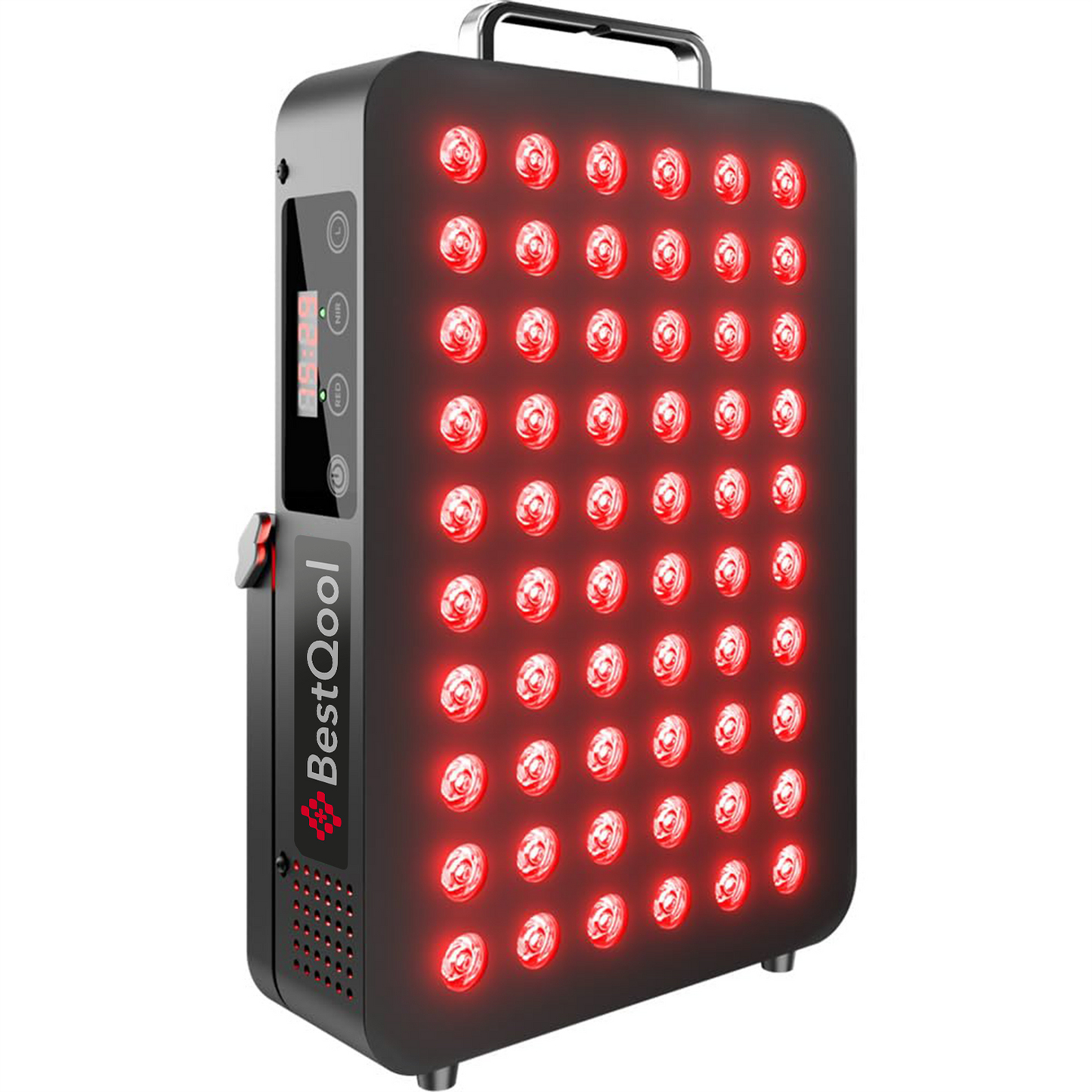 Black Red Light Therapy BQ60 panel with red dual-chip LEDs and digital timer