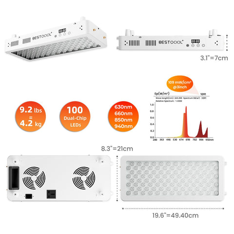 Bestqool Red Light Therapy for face Body, 4 Wavelengths Near Infrared Light Therapy, 100 Elite Grade Dual Chip LEDs, High Power Red Light Panel for Pain, Muscle, Energy. 170W. Modular Design. B08687T6WR