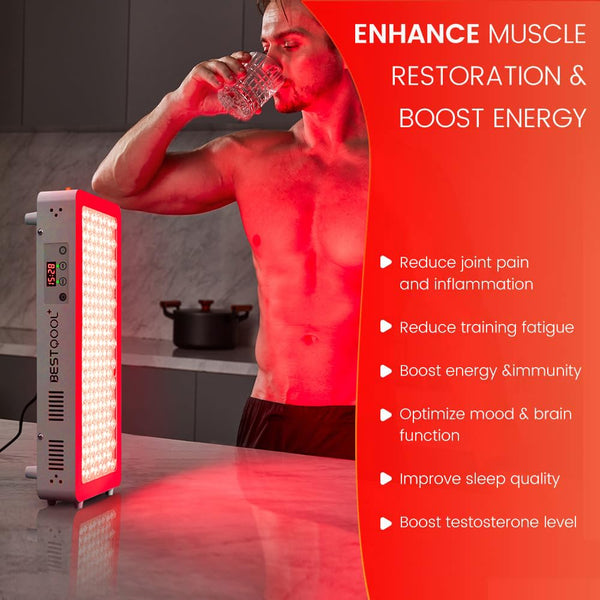 Bestqool Red Light Therapy for face Body, 4 Wavelengths Near Infrared Light Therapy, 100 Elite Grade Dual Chip LEDs, High Power Red Light Panel for Pain, Muscle, Energy. 170W. Modular Design. B08687T6WR