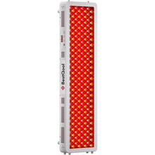 Full-body red light therapy panel with dual-chip LED array and white frame
