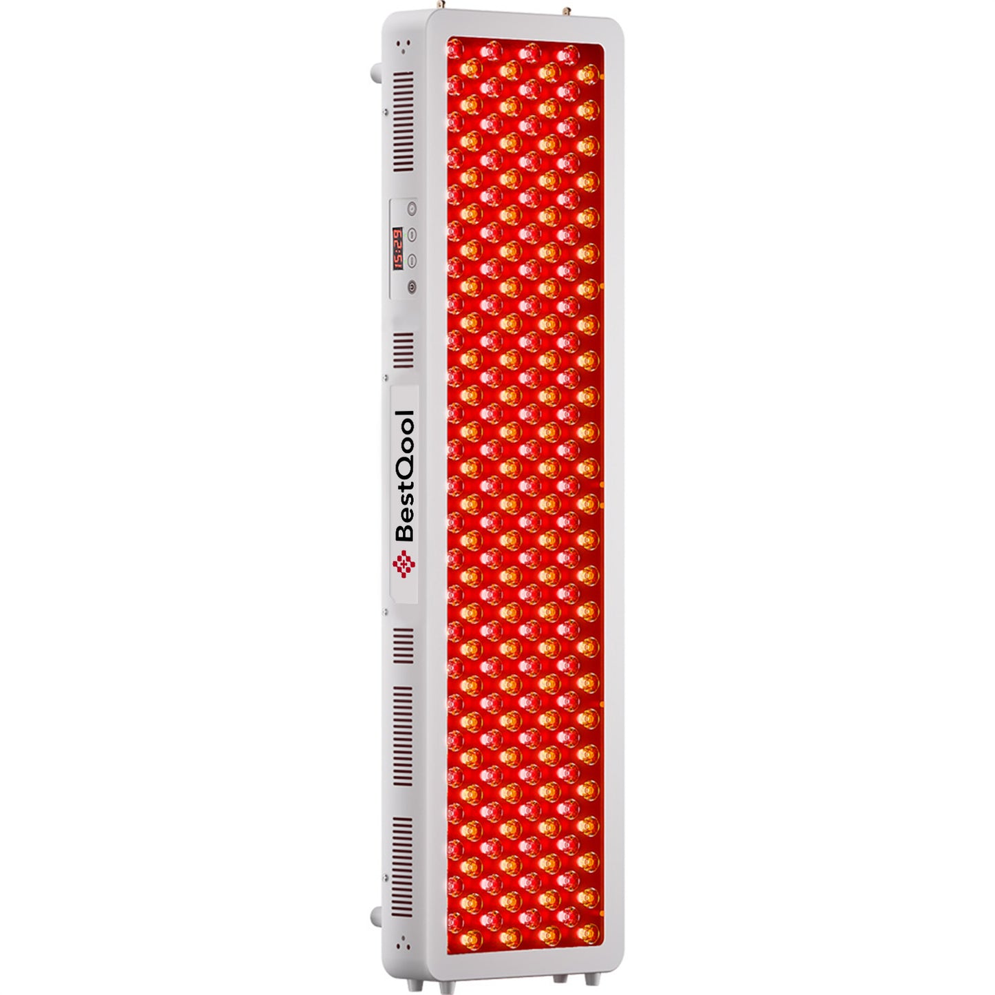 Full-body red light therapy panel with dual-chip LED array and white frame