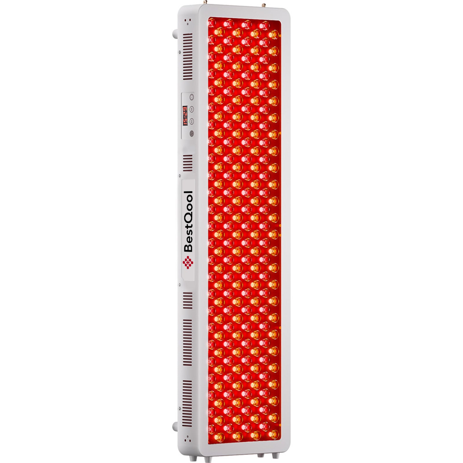 Full-body red light therapy panel with dual-chip LED array and white frame