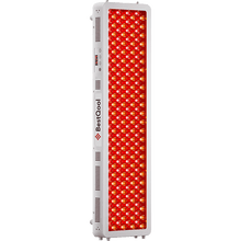 Full-body red light therapy panel with dual-chip LED array and white frame