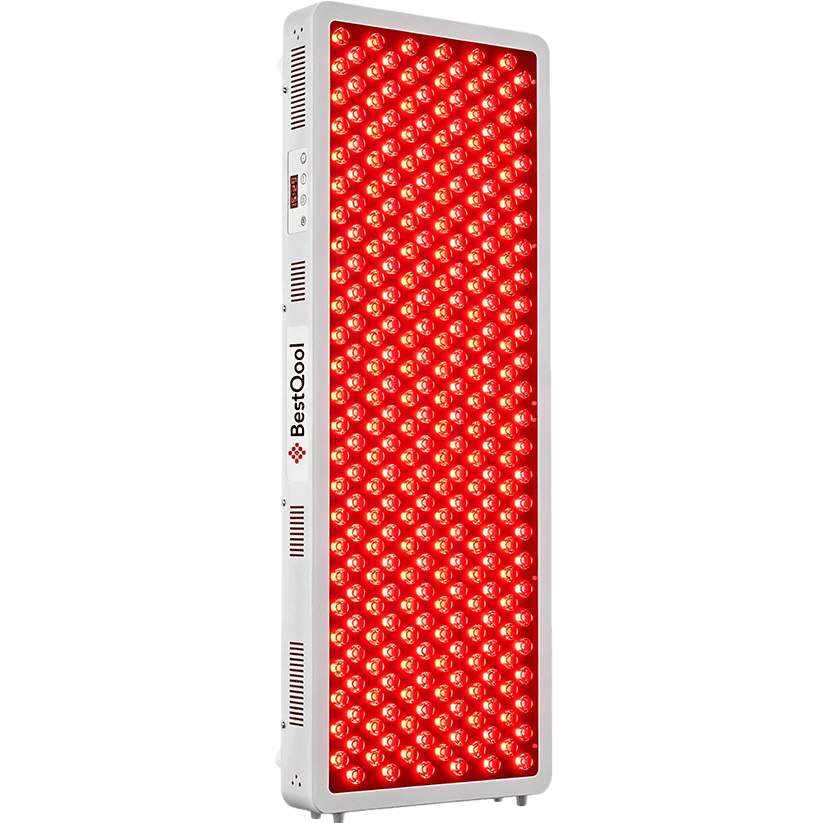 Bestqool Pro300 full-body red light therapy panel with red LED bulbs