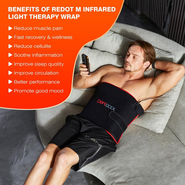 Bestqool Red Light Therapy for Body & Muscle Pain, 660nm Red Light & 850nm Infrared Light, Large Pads Belt Wearable Wrap, Infrared Therapy for Feet Knee Back Waist Pain.43W B0BQMDFCNF