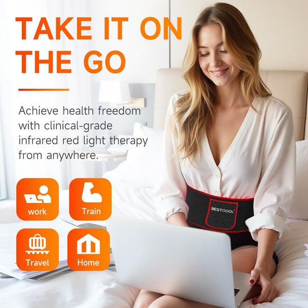 Bestqool Red Light Therapy Belt, Near Infrared Light Therapy & Red Light Therapy for Body, Pads Wearable Wrap for Knee Waist Elbow, Muscle Recovery, Infrared Therapy for Pain Relief B09PH69HJL