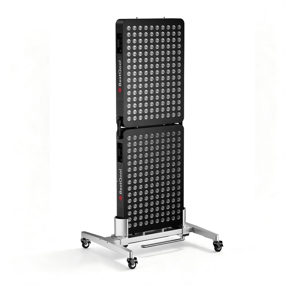 Bestqool 4-wavelength red light therapy panel on wheeled stand