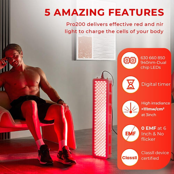 Bestqool Red Light Therapy Device for Body, Face. 4 Wavelengths Full Body Near Infrared Light Therapy, Dual Chip 200 Clinical Grade LEDs, High Power Panel for Recovery, Skin Health, Pain. 340W. B086M97RBC