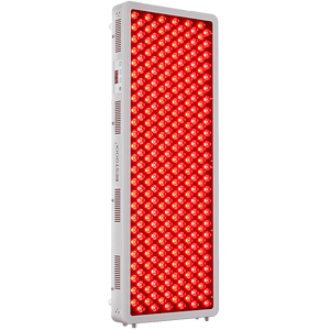 Bestqool Pro300 4-wavelength full-body red light therapy panel with illuminated LEDs and control screen