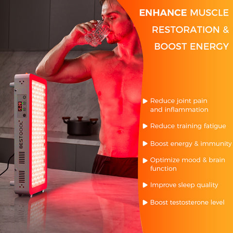 Bestqool Red Light Therapy for face Body, 4 Wavelengths Near Infrared Light Therapy, 100 Elite Grade Dual Chip LEDs, High Power Red Light Panel for Pain, Muscle, Energy. 170W. Modular Design.