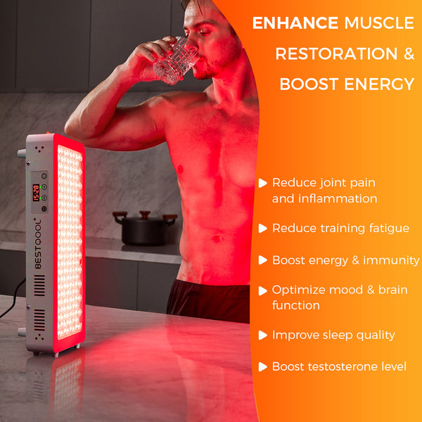 Bestqool Red Light Therapy for face Body, 4 Wavelengths Near Infrared Light Therapy, 100 Elite Grade Dual Chip LEDs, High Power Red Light Panel for Pain, Muscle, Energy. 170W. Modular Design.